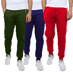 3-Pack: Galaxy by Harvic Men's Fleece-Lined Joggers w/ Chrome Zipper Side Pocket