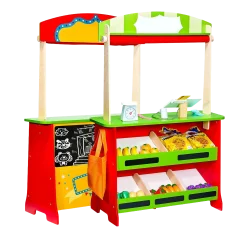 VEVOR Kids 2-In-1 Wooden Puppet Theater & Play Market Stand