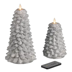 Martha Stewart by Luminara 2-Piece Glitter Holiday Tree LED Candles