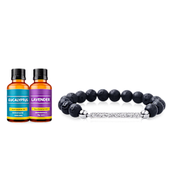 Seeboo Lava Stone Aromatherapy Diffuser Bracelet with Bar with 2 Essential Oils