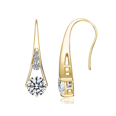 Genevive Simulated Diamond Pear Drop Hook Earrings 14k Gold Plated
