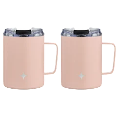2-Pack: JoyJolt 12oz Coffee Mugs with Handle & Clear Flip Lids