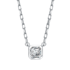 Rachel Glauber Asscher-Cut Simulated Diamond Stud Cable Chain Necklace