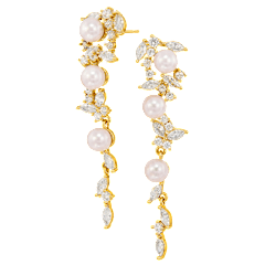 Savvy Cie Pearl & Cubic Zirconia Cascade Earrings