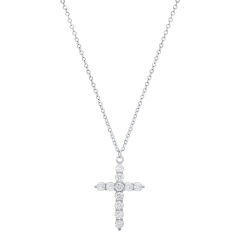 Saffron 1.0 Moissanite Cross Pendant Sterling Silver Necklace