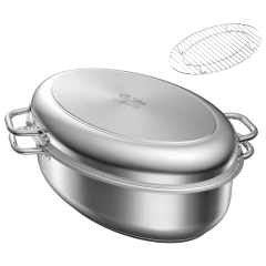 Mr. Captain 3-in-1 Stainless Steel 17QT Roasting Pan with Rack and Lid