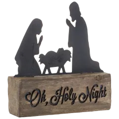 Melrose International Holy Night Nativity Block with Metal Cut Out Scene