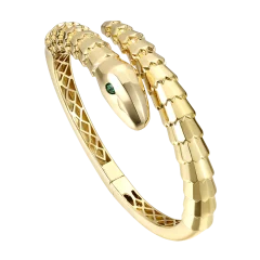 Rachel Glauber Simulated Emerald Coiled Serpent Bypass Bracelet