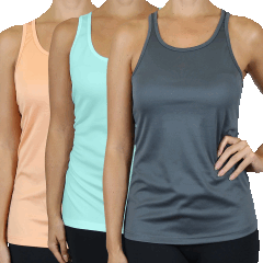 3-Pack: Galaxy by Harvic Women's Moisture Wicking Performance Racerback Tank Top