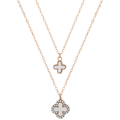 Saffron Clover Pendant Necklace with Mini Clover Charm