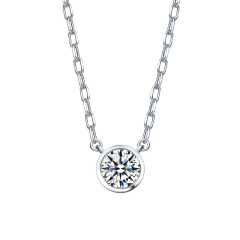 Rachel Glauber Round Simulated Diamond Stud Cable Chain Necklace