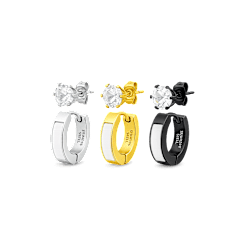 Steeltime Ladies Mother of Pearl & Simulated Diamond 2-Piece Earring Set