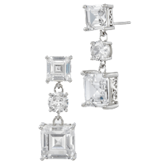Savvy Cie Step Cut Cubic Zirconia drop Earrings