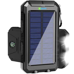 Kenro 20000mAh Solar Dual USB Power Bank with LED Flashlight & Compass