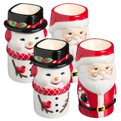 4-Pack: Flameless Christmas Candle Set (Snowman & Santa)