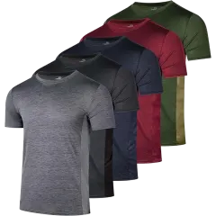 5-Pack: Nextex Men's Dry Fit Active Athletic Performance T-Shirts