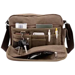 XIX Multi-Pocket Canvas Crossbody Shoulder Bag