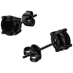Donatello Gian Sterling Silver Black Rhodium Plated Onyx Stud Earrings