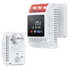 HAKOL 6-in-1 Carbon Monoxide, Smoke & Natural Gas Detector with Battery Backup