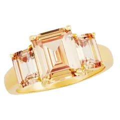 Savvy Cie Emerald Cut Champagne Cubic Zirconia 3-Stone Ring