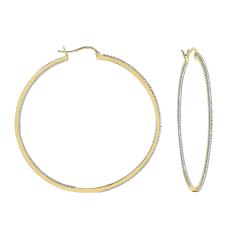 Rachel Glauber Simulated Diamond Slim Hoop Earrings 14k Gold Plated
