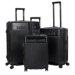 Roberto Cavalli Ribbed 3-Piece Expandable Hard Shell 8 Spinner Wheel Luggage Set