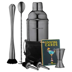 Mixology 8-Piece Black Stainless Barware Tool Set