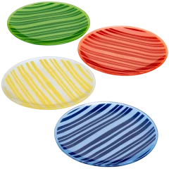 Temp-Tations 4-Piece Striped Glass Dessert Plates (8")
