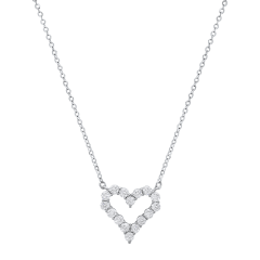 Saffron 0.5 Carat TW Moissanite Open Heart Pendant Sterling Silver Necklace