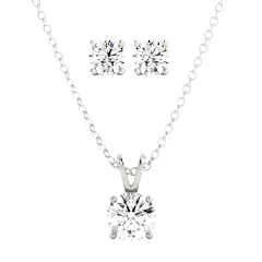 Voss+Agin 3 Carat TW Moissanite Stud Earrings & Necklace Set