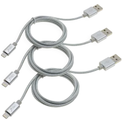 3-Pack: Pogo Nylon Braided Sync And Charge USB-A Cable