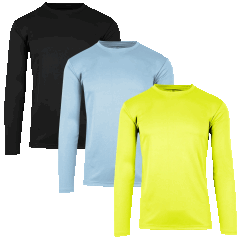 3-Pack: Galaxy by Harvic Men's Long Sleeve Moisture Wicking Crew Neck