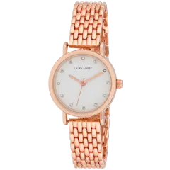 Laura Ashley Women's Stone Encrusted Dial Link Bracelet Watch