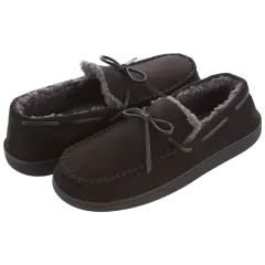 Floopi Mens Microsuede Moccasin Slippers with Bow