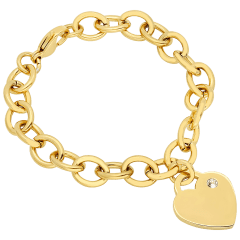 Steeltime Juego de Pulsera y Collar con Dije de Corazón y Cristales