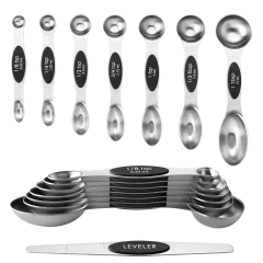 Cheer Collection 8-Piece Stainless Steel Magnetic Measuring Spoons Set