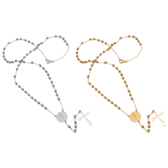 Paquete de 2: Steeltime Collares Rosario con Medallón