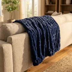 Hotel duCobb Oversized Ruched Faux Fur Throw by Dennis Basso