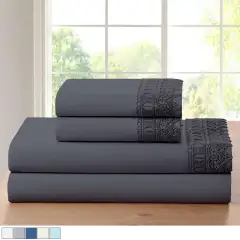 Bamboo Comfort 1800 Thread Count 4-Piece Lace Crochet Embroidered Sheet Set