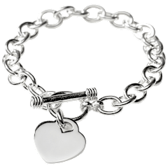 Romano Stivali Classic Toggle Clasp Heart Charm Bracelet