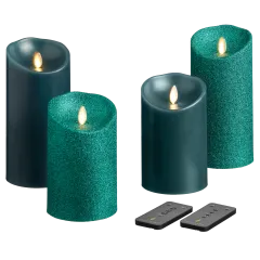 Luminara 4-Piece Flameless Smooth & Glitter Candles