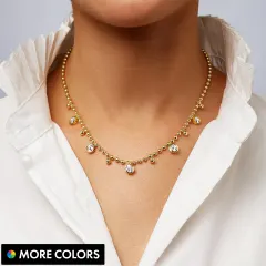 Jennifer Miller Collar con Circonia Cúbica Engarzada y Cadena de Bolitas