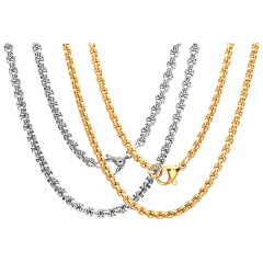 2-Pack: Steeltime Round Box Chain Necklaces