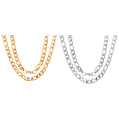 2-pack: Steeltime Set of Men's Cuban Link Necklaces