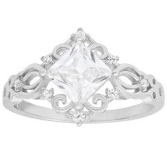 Kylie Harper Princess-Cut Vintage Filigree Ring