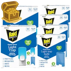 Raid Essentials Flying Insect Light Trap Set with 2 Base and 10 Glue Traps