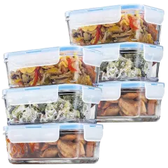 FineDine 6-Piece Glass Meal Prep Containers with Lids