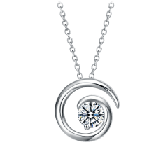 Collar con dije de círculo abierto de eternidad y moissanita total de 1.0 qui...