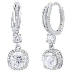The Moissanite Halo Drop Earrings