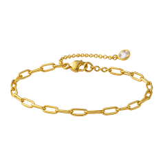 Hollywood Sensation Elegant Gold Paperclip Link Bracelet